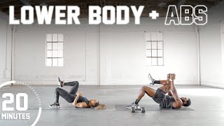 20 Minute Lower Body amp Abs Strength Workout Dumbbells OR Bodyweight [upl. by Cleodel]