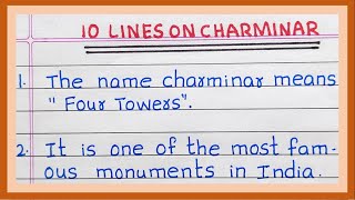 10 Lines on Charminar  in English  Few Lines on Charminar [upl. by Enitsed81]