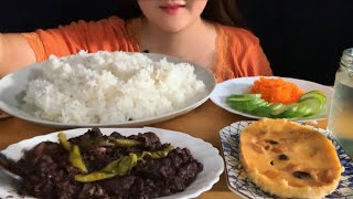 MUKBANG  DINUGUAN LAMAN LOOB NG BABOY  BREAD PUDDING  DESSERT  PORKDINUGUAN [upl. by Ynnattirb]