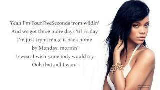 Rihanna Four Five Seconds Lyrics ft Kanye West Paul McCartney [upl. by Lauter940]