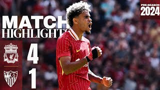 HIGHLIGHTS Luis Diaz double amp a Jota screamer Liverpool 41 Sevilla  PreSeason 2024 [upl. by Anertak]