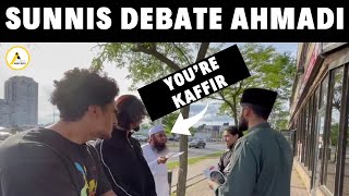 Heated Debate  Sunni Muslims Debate Ahmadi Muslim In Front of Sunni Mosque l Speakers Corner [upl. by Yram791]