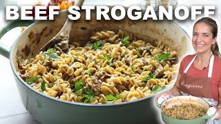 One Pot Beef Stroganoff  Easy Dinner Recipe [upl. by Sams]