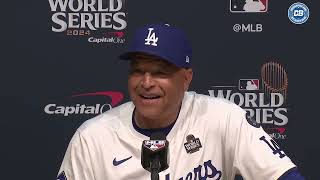 2024 World Series Dave Roberts reacts to Dodgers win Freddie Freeman amp Kirk Gibson comparisons [upl. by Pearle500]