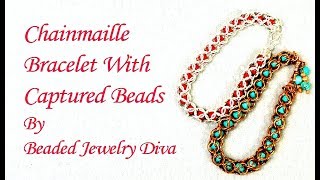 Beaded Chainmaille Bracelet  Beaded Chain Maille Tutorial [upl. by Ruyam623]