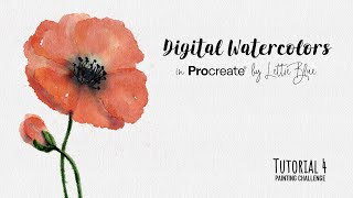 4 Digital Watercolor Tutorial in Procreate for Beginners Poppies amp dualcolor brushes [upl. by Ahsemaj]