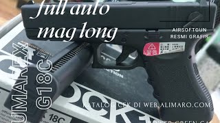 airsoft review unit gbb umarex g18c full auto grafir resmi [upl. by Enida]