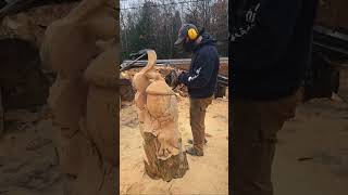 CreationDust777 was live chainsaw carving a tree frog part 2 [upl. by Devinna]