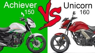 Hero Achiever 150 Vs Honda CB Unicorn 160  Comparison Review [upl. by Georgy422]