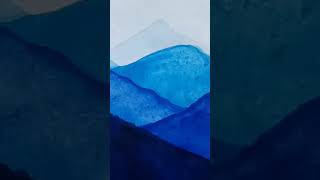 Esay Monochromatic art Blue Mountains 🥰💙 artwork mountains monochromepainting shorts viralvideo [upl. by Frey907]