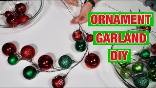 Christmas Dollar Tree DIY  Making Ornament Garlands How To  Christmas Tree And Wreath Decor [upl. by Paryavi]