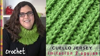 Cuello quotjerseyquot elástico imitación 2 agujas tejido a CROCHET  Tejiendo Perú [upl. by Philipa]