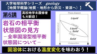 【地質学概論】（地質・地形から資源・防災まで）第6講「相平衡状態図の見方」（撮り直しver）【大学地球科学シリーズ】 [upl. by Tiat]