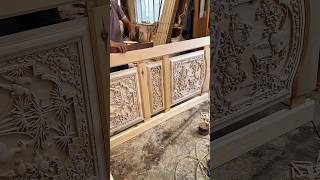 Fine carved wooden door woodworking mortise and tenon craftsmanship [upl. by Ilime317]