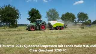 Heuernte 2015 Quaderballen Pressen mit Fendt Vario 936 und Claas Quadrant 3200 FC [upl. by Yeung]