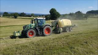 Heuernte 2017 Quaderballen Pressen mit Fendt Vario 828 und Krone Big Pack 1270 VC [upl. by Affrica112]