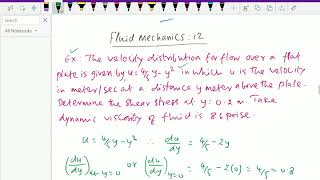 Fluid mechanics    Viscosity  Velocitiy distribution  Solving problem   12 [upl. by Alledi]