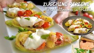 ZUCCHINE RIPIENE IN PADELLA ALLA MEDITERRANEA ricetta veloce e leggera [upl. by Hazlett260]