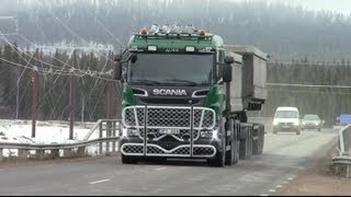 Scania R730 \8 8x44  Route 395 Kaunisvaara to Pitkäjärvi [upl. by Nyrek]