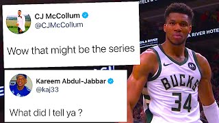 NBA PLAYERS REACT TO MILWAUKEE BUCKS BEATING PHOENIX SUNS IN GAME 5 OF NBA FINALS  BUCKS LEAD 32 [upl. by Ilaw]