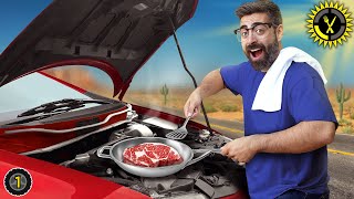 I Cooked a Steak on My Car Engine  Food Theory on the Road [upl. by Nahrut413]