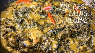 EASY LAING RECIPE  TARO LEAVES COOKED IN COCONUT CREAM  GET COOKIN [upl. by Ingmar]