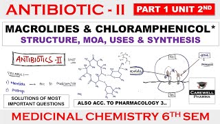 Macrolides complete  Chloramphenicols  Part 1 Unit 2  Medicinal Chemistry 6th semester [upl. by Oakie]