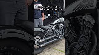 Black Indian Scout Bobber Winter Cold Start Up Sound scoutbobber indianmotorcycle exhaustsound [upl. by Dotson]