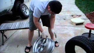 HOW 2 INSTALL A TIRE ON A RIM WITH NO MACHINE  DO IT YOURSELF  Filmed BY DJRED WHITE [upl. by Aggappera]