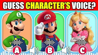 Guess The Super 🍄Mario Brothers Characters By Their Voice🎙️  Luigi Bowser Princess Peach Toad [upl. by Aimerej]