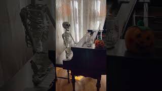 Lenny plays a mean piano halloween skeleton spooky piano subscribe [upl. by Kcinom]