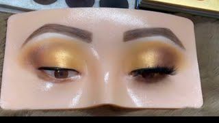 Easy shimmering gold eye makeup   trending [upl. by Ativet]