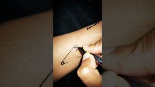 Easy pen tattoo using safety pin😍🙌shortfeed viralvideo shortvideo shortsvideo love arttattoo [upl. by Nivlak]