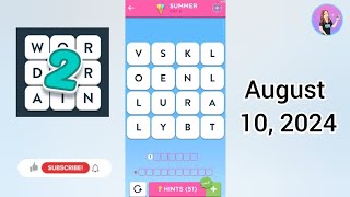 WordBrain 2 Summer Event Day 8 August 10 2024 [upl. by Aderb443]