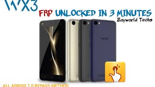 Tecno wx3 frp bypass  without PC  all android 7 [upl. by Thinia]