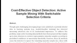 Cost Effective Object Detection Active Sample Mining With Switchable Selection Criteria [upl. by Nnylram60]