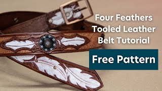 Four Feathers Tooled Leather Belt [upl. by Oigroig]