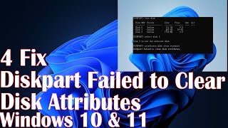 4 Fix Diskpart Failed to Clear Disk Attributes in Windows 1011 [upl. by Drusie]