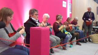 The speed knitting competition at Laiguille en fete in Paris February 2015 [upl. by Alaekim144]