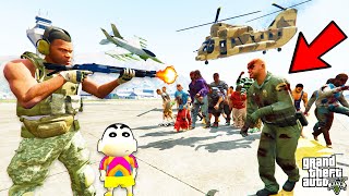 Franklin JOIN THE ARMY vs ZOMBIE Outbreak In GTA 5  SHINCHAN and CHOP [upl. by Vicki]