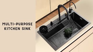 Multifunction Kitchen Sink Black Sink For Kitchen Waterfall Kitchen Sink in Black Color [upl. by Kenton]