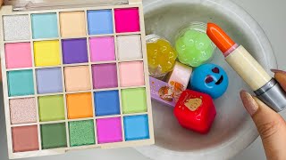 Coloring Slime with Cute 💜🩷♥️💙💚🧡💛 Lip Balm Lipstick💄Eyeshadow ASMR amp Satisfying Slime Video [upl. by Anamor]