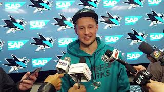 Vitek Vanecek Postgame Sharks vs Bluejackets NHL 11524 [upl. by Etteniuqna]