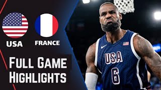 USA vs France Mens Basketball  Live Highlights  2024 Olympics 1082024 [upl. by Mickey]