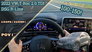 2022 VW TRoc 20 TDI DSG RLine POV Test Drive  100150 AUTOBAHN 4K [upl. by Pesek36]