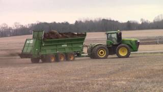 John Deere 9460R Tractor and Bunning TriAxle Spreader [upl. by Lillie]