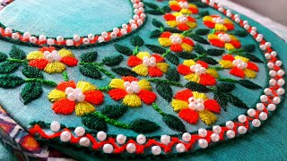 Round Neck Designs  Hand Embroidery easy [upl. by Alane]