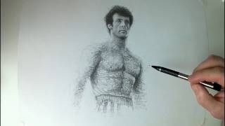 Sylvester Stallone Rocky Balboa Time lapse Drawing Rocky 4 1985 [upl. by Leventhal]