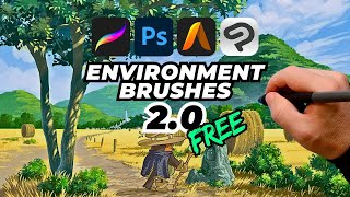 FREE BRUSHES TUTORIAL for Procreate Photoshop Clip Studio Paint and Art Studio Pro [upl. by Ynohta]