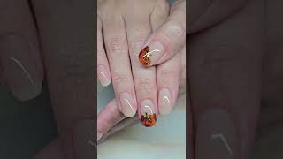 Tortoise Shell Pumpkin Nail Art fallnaildesigns fallnailart tortoiseshell pumpkins shortnailart [upl. by Annawot400]